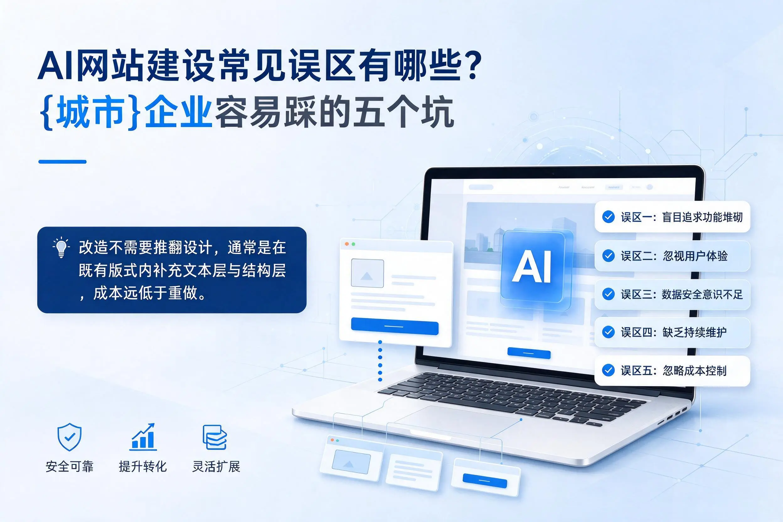 AI网站建设常见误区有哪些?西藏企业容易踩的五个坑