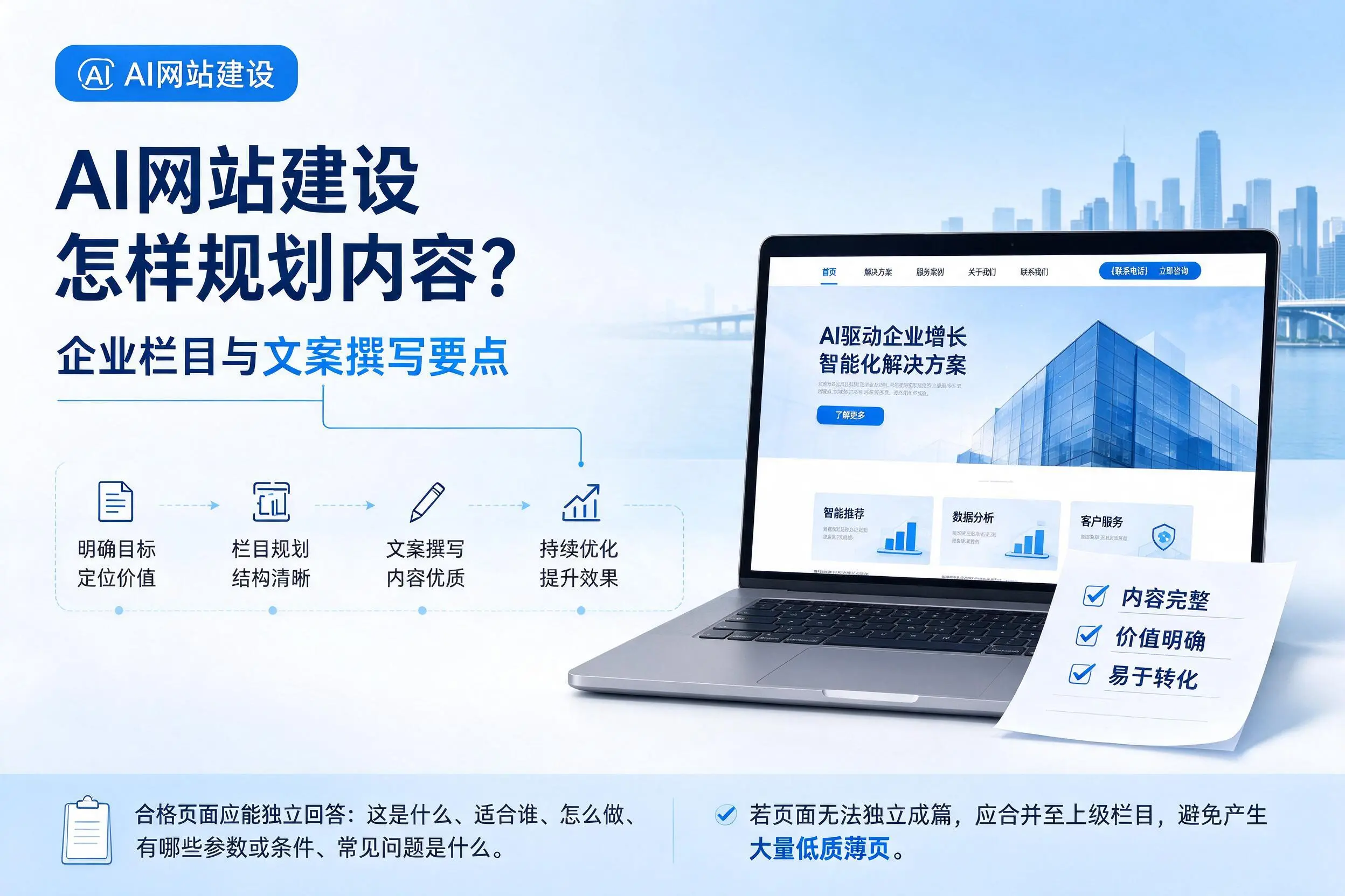 AI网站建设怎样规划内容？西藏企业栏目与文案撰写要点